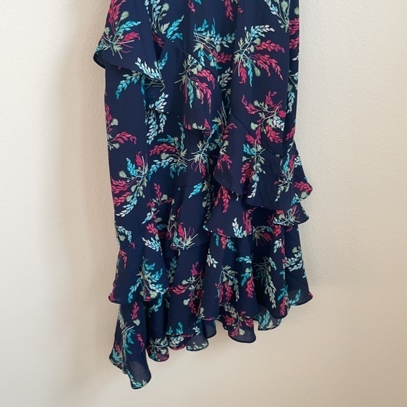 Likely Navy blue Ophelia Zoe floral ruffled midi dress 2 NWT - Picture 11 of 12